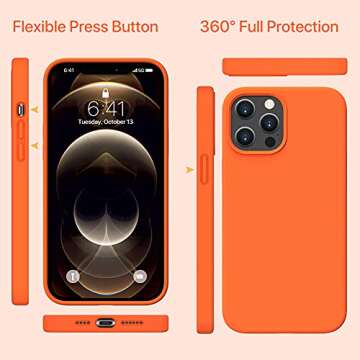 Miracase Compatible with iPhone 12 Pro Max Case, [Soft Anti-Scratch Microfiber Lining], Liquid Silicone Case Gel Rubber Shockproof Drop Protection Phone Case for 12 Pro Max(Orange)