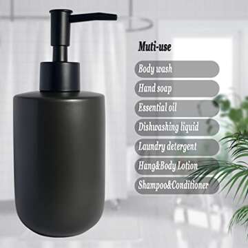 Black Soap Dispenser for Bathroom,Minimalist Modern Design Cylindrical Lotion Dispenser,12oz Ceramic...
