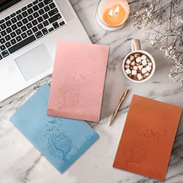 KEVXT A5 Size Writing Journal Notebook, PU Leather Colorful Journals, Daily Notepad Diary Cute Journ...