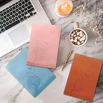 KEVXT A5 Size Writing Journal Notebook, PU Leather Colorful Journals, Daily Notepad Diary Cute Journ...
