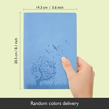 KEVXT A5 Size Writing Journal Notebook, PU Leather Colorful Journals, Daily Notepad Diary Cute Journal Travel Notebooks Wide Ruled for School Supplies, 64 Sheets/128 Pages, Pack of 4, Random Colors