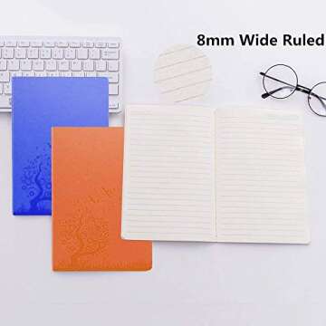 KEVXT A5 Size Writing Journal Notebook, PU Leather Colorful Journals, Daily Notepad Diary Cute Journal Travel Notebooks Wide Ruled for School Supplies, 64 Sheets/128 Pages, Pack of 4, Random Colors