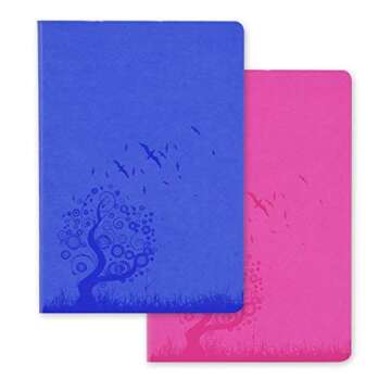 KEVXT A5 Size Writing Journal Notebook, PU Leather Colorful Journals, Daily Notepad Diary Cute Journal Travel Notebooks Wide Ruled for School Supplies, 64 Sheets/128 Pages, Pack of 4, Random Colors