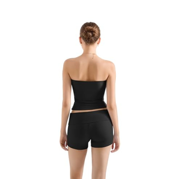 SUUKSESS Women 2 Piece Tube Top Casual Shorts Set