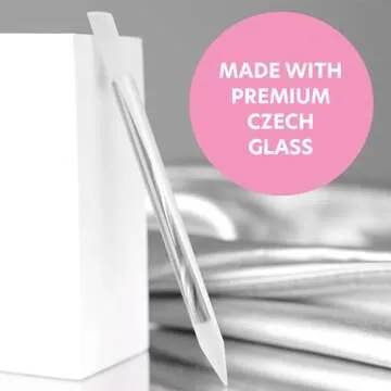 Glass Cuticle Pusher by Bona Fide Beauty - Dual Ended Manicure Stick - Premium Czech Glass Manicure Tools
