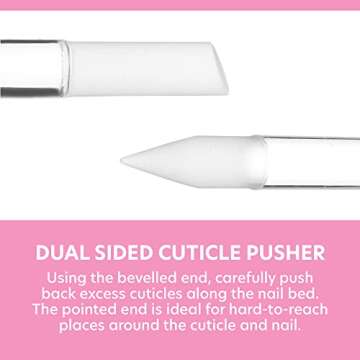 Glass Cuticle Pusher by Bona Fide Beauty - Dual Ended Manicure Stick - Premium Czech Glass Manicure Tools