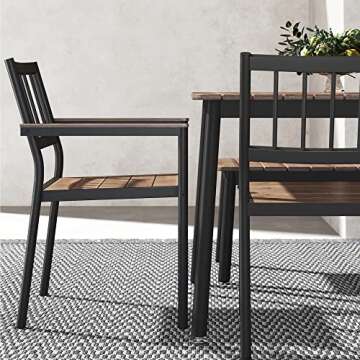 ZINUS Savannah Aluminum and Bamboo Outdoor 6 Piece Dining Set, Premium Patio Dining Set, Weather Resistant and Rust Proof, Easy Assembly