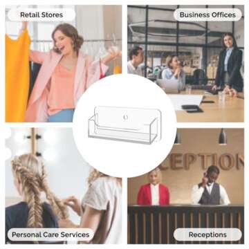 4 Pack Hanging Business Card Holder with Hardware Holds 3.5" x 2" Appointment Cards Clear Acrylic Ho...