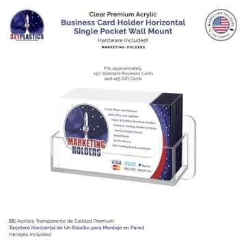 4 Pack Hanging Business Card Holder with Hardware Holds 3.5" x 2" Appointment Cards Clear Acrylic Horizontal Appointment Cards Bin Hair Salons Wall Mount by Marketing Holders