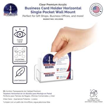 4 Pack Hanging Business Card Holder with Hardware Holds 3.5" x 2" Appointment Cards Clear Acrylic Horizontal Appointment Cards Bin Hair Salons Wall Mount by Marketing Holders