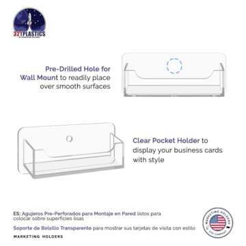 4 Pack Hanging Business Card Holder with Hardware Holds 3.5" x 2" Appointment Cards Clear Acrylic Horizontal Appointment Cards Bin Hair Salons Wall Mount by Marketing Holders