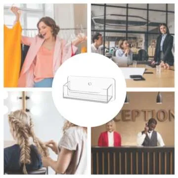 4 Pack Hanging Business Card Holder with Hardware Holds 3.5" x 2" Appointment Cards Clear Acrylic Horizontal Appointment Cards Bin Hair Salons Wall Mount by Marketing Holders