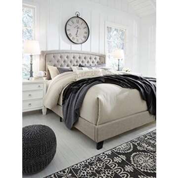 Jerary Farmhouse Button-Tufted Upholstered King Bed Set