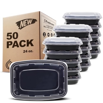 Freshware Meal Prep Containers [50 Pack] 1 Compartment with Lids, Food Storage Containers, Bento Box...