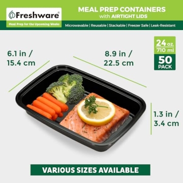 Freshware Meal Prep Containers 50 Pack BPA Free Stackable