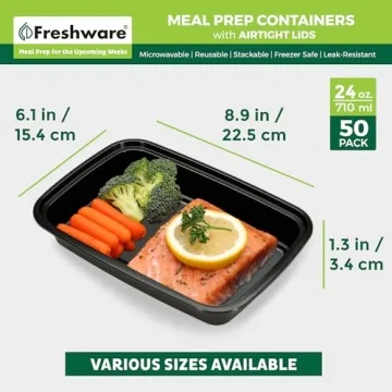 Freshware Meal Prep Containers 50 Pack BPA Free Stackable