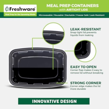 Freshware Meal Prep Containers 50 Pack BPA Free Stackable