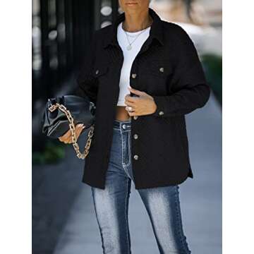 ZESICA Women's Casual Long Sleeve Shacket Coat - Stylish Outerwear