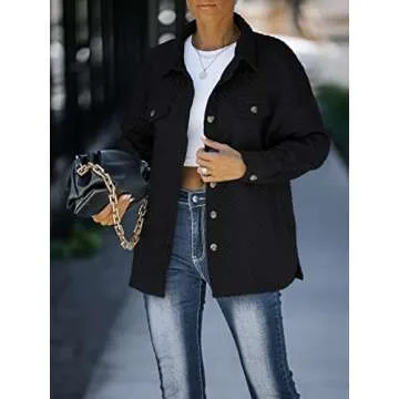 ZESICA Women's Casual Long Sleeve Shacket Coat - Stylish Outerwear