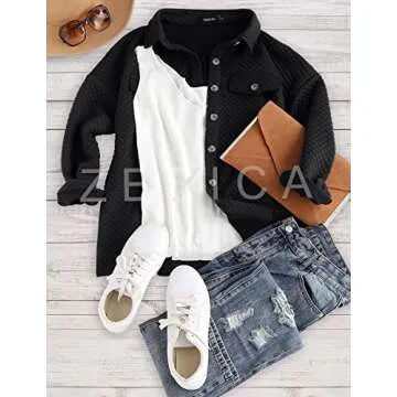 ZESICA Women's Casual Long Sleeve Shacket Coat - Stylish Outerwear
