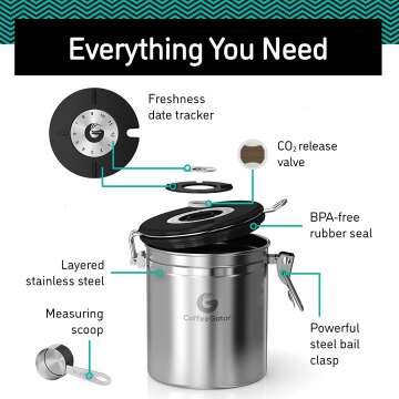 Coffee Gator Coffee Canister with Date Tracker