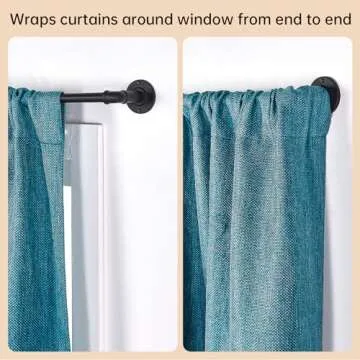 2 Pack Industrial Curtain Rods for Windows 28 to 48 Inches, Blackout Wrap Around Curtain Rod, for Indoor and Outdoor, 5/8 Inch Diameter, 33 to 45 Inches, Black