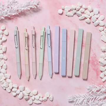 BLIEVE Pastel Highlighters & Gel Pens Set for Aesthetic Notes