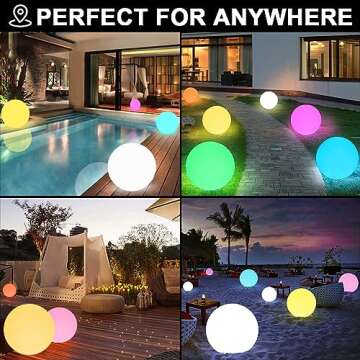 12 Inch Solar Glowing Ball Light Outdoor, Solar Garden Globe Light W/ Remote, RGB Color Changing Waterproof Large Solar Orb Light, Landscape Lighting Mood Lamp W/ Ground Stake for Patio Yard Lawn Path