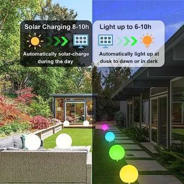 12 Inch Solar Glowing Ball Light Outdoor, Solar Garden Globe Light W/ Remote, RGB Color Changing Waterproof Large Solar Orb Light, Landscape Lighting Mood Lamp W/ Ground Stake for Patio Yard Lawn Path