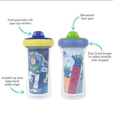 The First Years Disney/Pixar Toy Story Kids Insulated Sippy Cups - Dishwasher Safe Spill Proof Toddler Cups - Ages 12 Months and Up - 9 Ounces - 2 Count