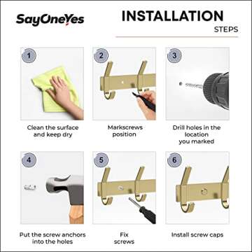 Stylish SAYONEYES Gold Coat Rack Wall Mount with Hooks