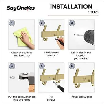 Stylish SAYONEYES Gold Coat Rack Wall Mount with Hooks