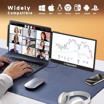 MarsMyth S1 Laptop Screen Extender - 14'' Laptop Monitor Extender Dual Screen, 1080P FHD Portable Mo...