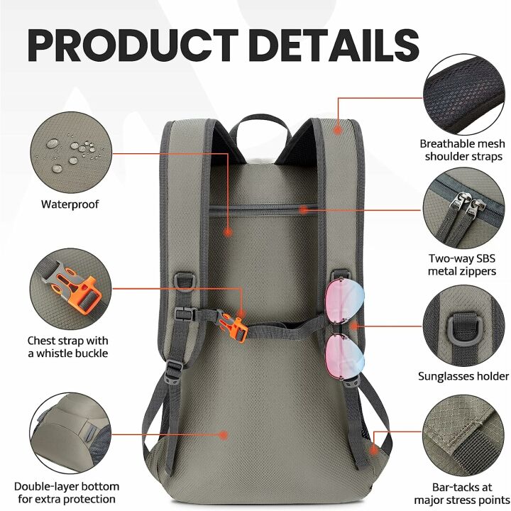 Packable 40L Lightweight Travel & Hiking Backpack
