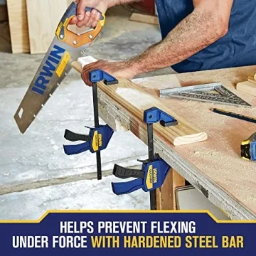 IRWIN QUICK-GRIP Clamps for Woodworking, One-Handed Bar Clamps, 6-Pack (1964749)