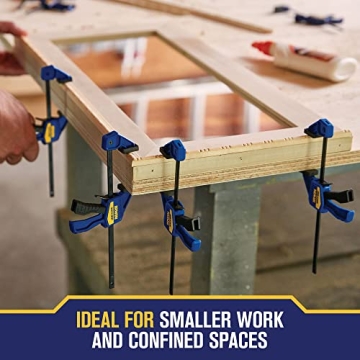 IRWIN QUICK-GRIP Clamps for Woodworking, One-Handed Bar Clamps, 6-Pack (1964749)