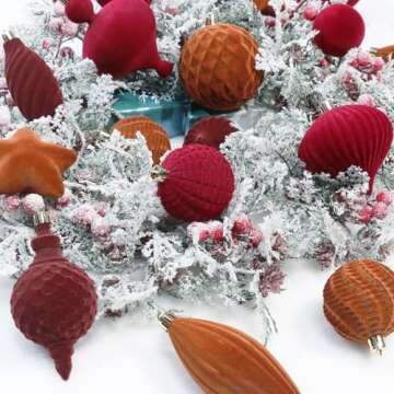 30 Velvet Christmas Ornaments Set for Elegant Holiday Decor