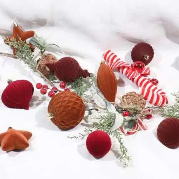 30 Velvet Christmas Ornaments Set for Elegant Holiday Decor