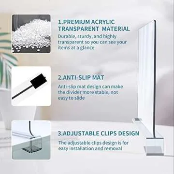 12 Pack Acrylic Shelf Dividers, Clear Shelf Divider for Closet Organization, Closet Shelf Separators for Clothes/Purses, Wood Shelves Organizers in Bedroom, Kitchen, Office, Cabinets, Bathroom Storage