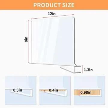 12 Pack Acrylic Shelf Dividers, Clear Shelf Divider for Closet Organization, Closet Shelf Separators for Clothes/Purses, Wood Shelves Organizers in Bedroom, Kitchen, Office, Cabinets, Bathroom Storage