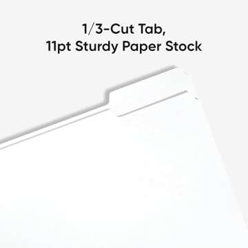 Smead Standard File Folders, 100 Count, White, 1/3-Cut Tabs, Letter Size (12843)