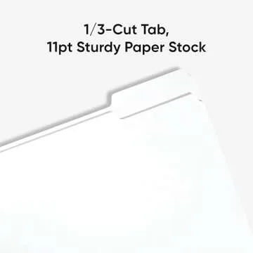Smead Standard File Folders, 100 Count, White, 1/3-Cut Tabs, Letter Size (12843)