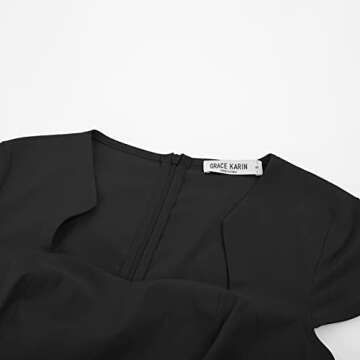 GRACE KARIN Women's Elegant Work Office Business Boat Neck Fishtail Dress Cap Sleeve