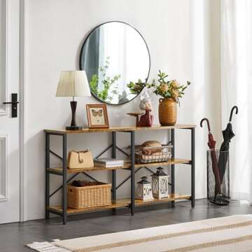 Yaheetech 55 Inch Console Table, Industrial Entryway Table with 3-Tier Storage Shelves, Sofa Table N...