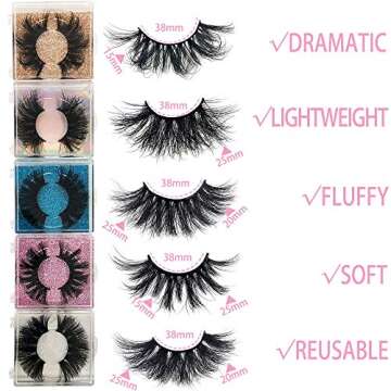 25MM Mink Eyelashes Wholesale Ninglash 10 Pack False Eyelashes, Christmas Gifts for Women Dramatic Real Mink EyeLashes, Thick HandMade Full Strip Lashes, Crueltyl Free Fluffy Lash, 3D Mink Lashes Bulk