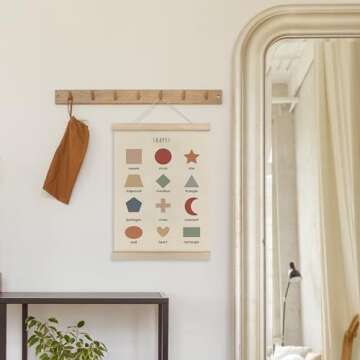 HRQKO Shapes Classroom Decor Poster Hanger Frame, Play Room Wall Decor, Boho Learning Wall Art With Wooden Frames, Educational Wall Hanging Banner Decor for Kids Toddlers Room Homeschool,12x16 Inch