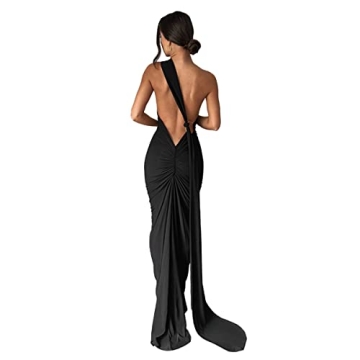 ABYOVRT Women Sexy Backless Dress Bodycon Maxi Dress for Events