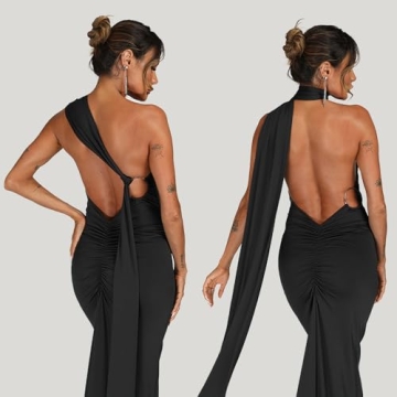 ABYOVRT Women Backless Maxi Dress for Elegant Events