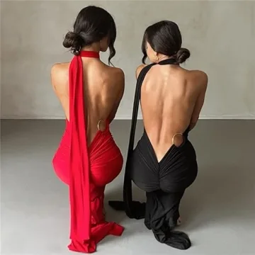 ABYOVRT Women Backless Maxi Dress for Elegant Events