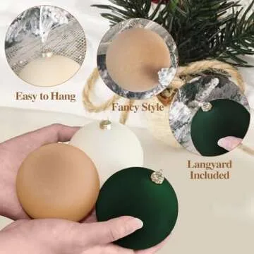 EMPOF Velvet Christmas Ornaments 15 PCS, 3.15“ Large Fancy Luxury Mix Velvet Ornaments for Christmas Tree, Christmas Tree Decorations Balls Ornaments for Xmas Tree Holiday Decor (Mix Green)